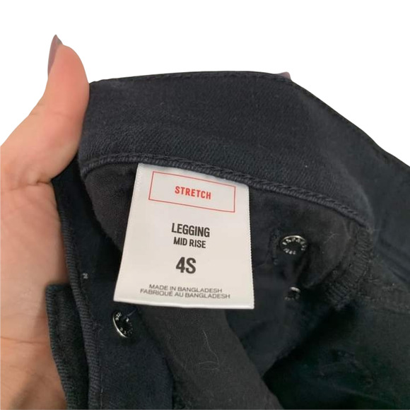 EXPRESS Black Skinny Distressed Legging Mid Rise Size 4S - Picture 6 of 7